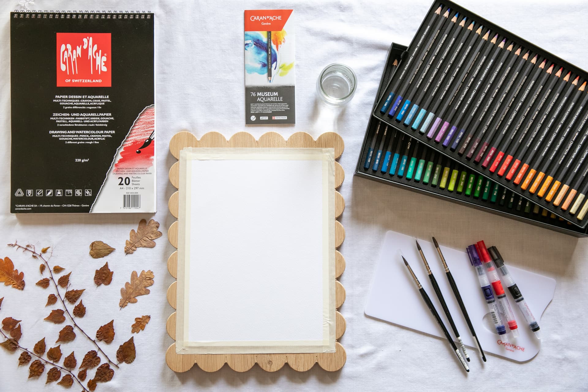 DIY acrylic painting supplies scissors brush fabric fastener and thread  